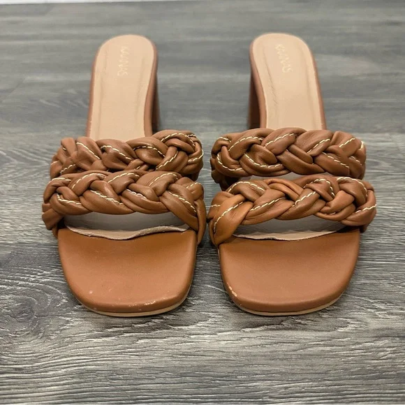 Kaanas Brown Braided Block Sandal Heels Size 10 - Picture 2 of 12